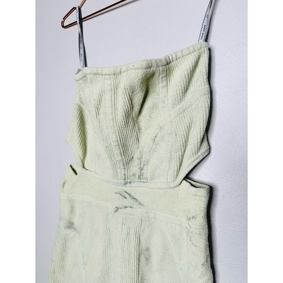 HERVÉ LÉGER Green Knit Strapless Bodycon Boucle Mini Dress Size Medium - Picture 8 of 14